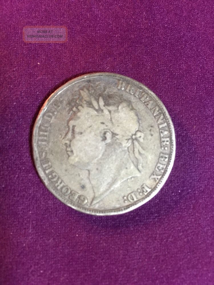 1822 Crown George Uk/great Britian Coin. 925 Silver Circulated Estate Find