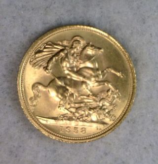 Great Britain 1 Sovereign 1958 Bu Gold Coin (stock 1345) photo