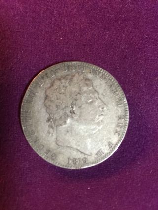 1819 Crown George Uk/great Britian Coin.  925 Silver Circulated Estate Find photo