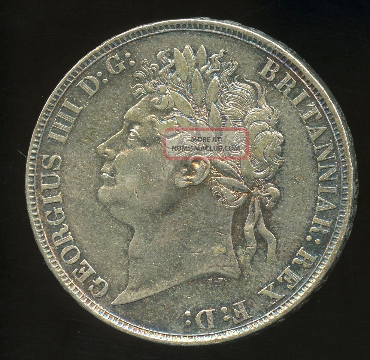 1822 Crown George Iv Silver Coin With Rainbow Toning