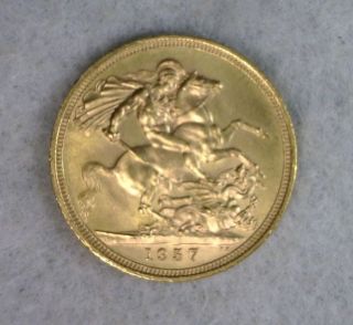 Great Britain 1 Sovereign 1957 Bu Gold Coin (stock 0371) photo