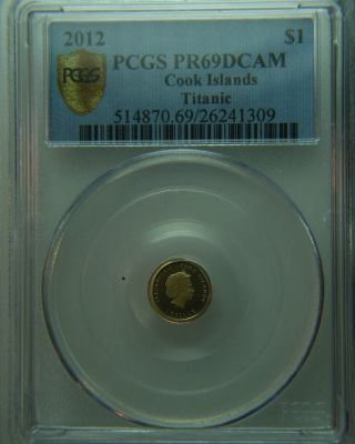 2012 Gold Dollar Cook Islands Titanic Gold Coin - Pcgs Pr69 Dcam photo