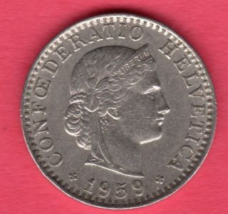 1959 Swiss 20 Rappen.  Circulated.  Coin photo