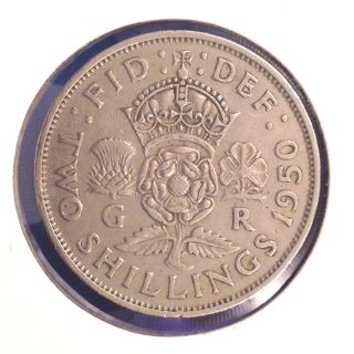 1950 Great Britain Florin,  Two Shilling Km 878 [auto.  Combined Shipping] (14926) photo