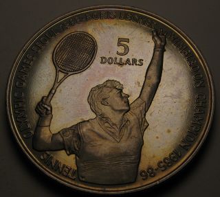 Niue 5 Dollars 1987 - Copper/nickel - Olympics - Tennis - Elizabeth Ii.  1087 photo