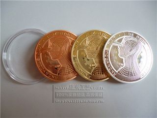 3x Physical Bitcoins 24k Gold /silver Plated 1oz Bitcoin Btc Coin Gift photo