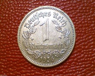 Old World Coin 1936 A Third Reich Germany 1 Reichsmark Mark Dd23 photo