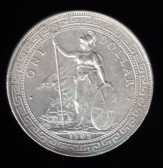 1902 Great Britain Hong Kong Trade Dollar Silver Coin photo