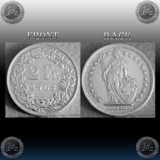 Switzerland Schweiz - 2 Francs 1963 B Silver Coin (km 21) Vf - Xf photo