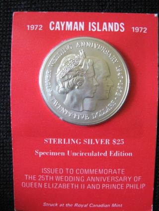1972 Cayman Islands 25 Dollar 25th Wedding Anniversary Coin photo