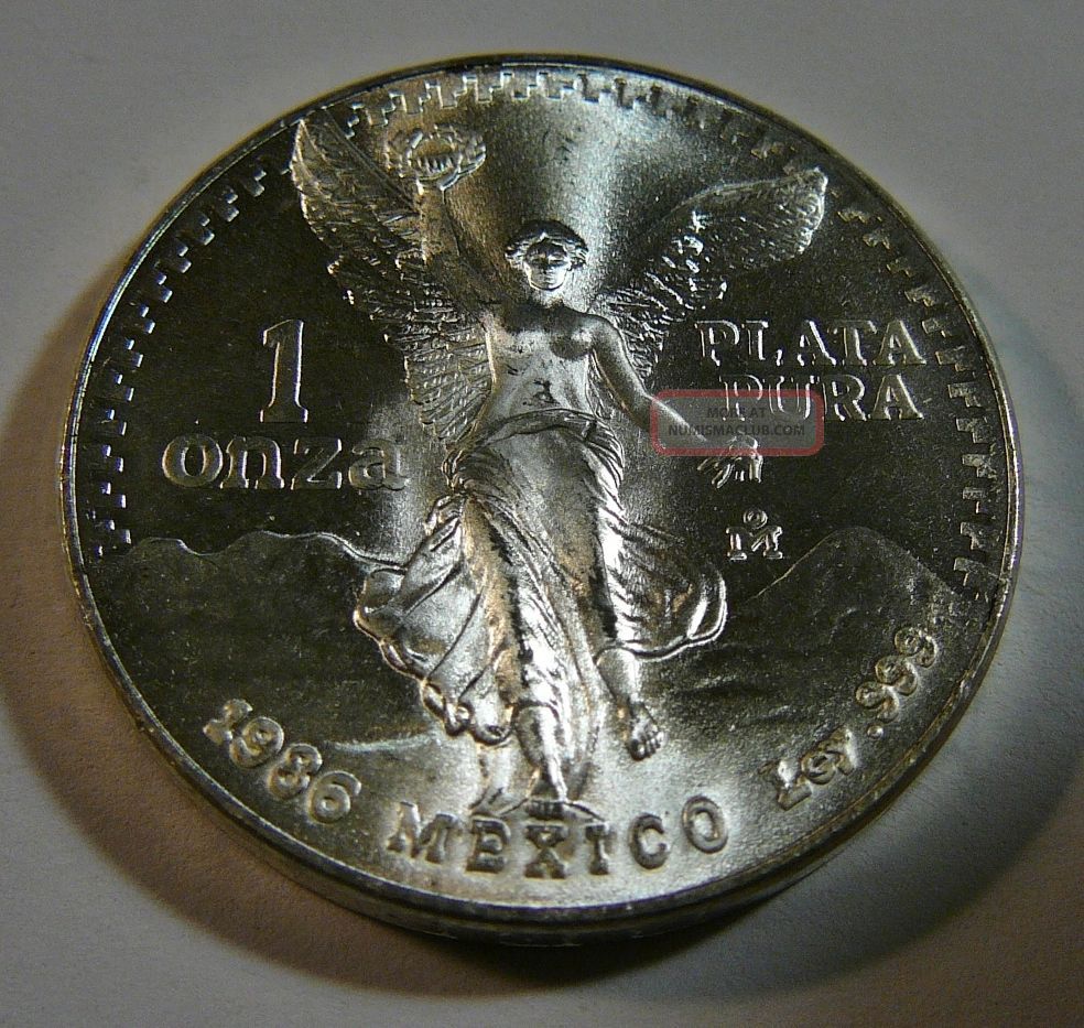 1986 1oz. 999 Silver Mexican Libertad Plata Pura Onza