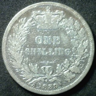 1839 Silver Shilling Great Britain Uk Coin G2 photo