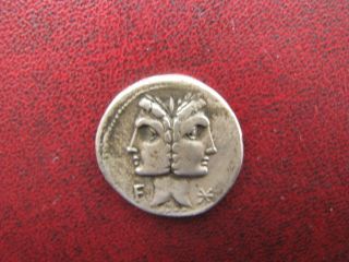 Roman Republic Ar Denarius C.  Fonteius 114 - 113 Bc Galley & Two Headed Janus photo