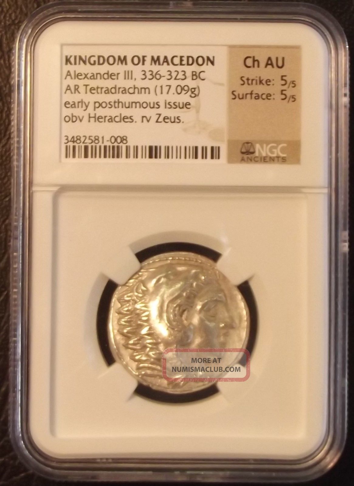 Kingdom Of Macedon Alexander Iii 336 - 323 Bc Ar Tetradrachm Ngc Ch Au 5/5,  5/5 Coins: Ancient photo