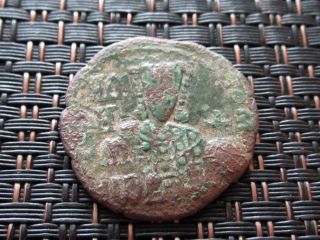 Byzantine Empire - Constantine Vii 913 - 959 Ad Bronze Follis Error Minting photo