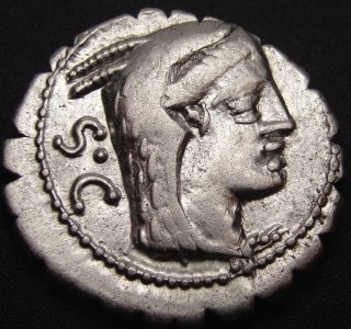 Juno Sospita In Goat Skin.  Very Rare Roman Republic Coin Worth Over $500.  Procilia photo