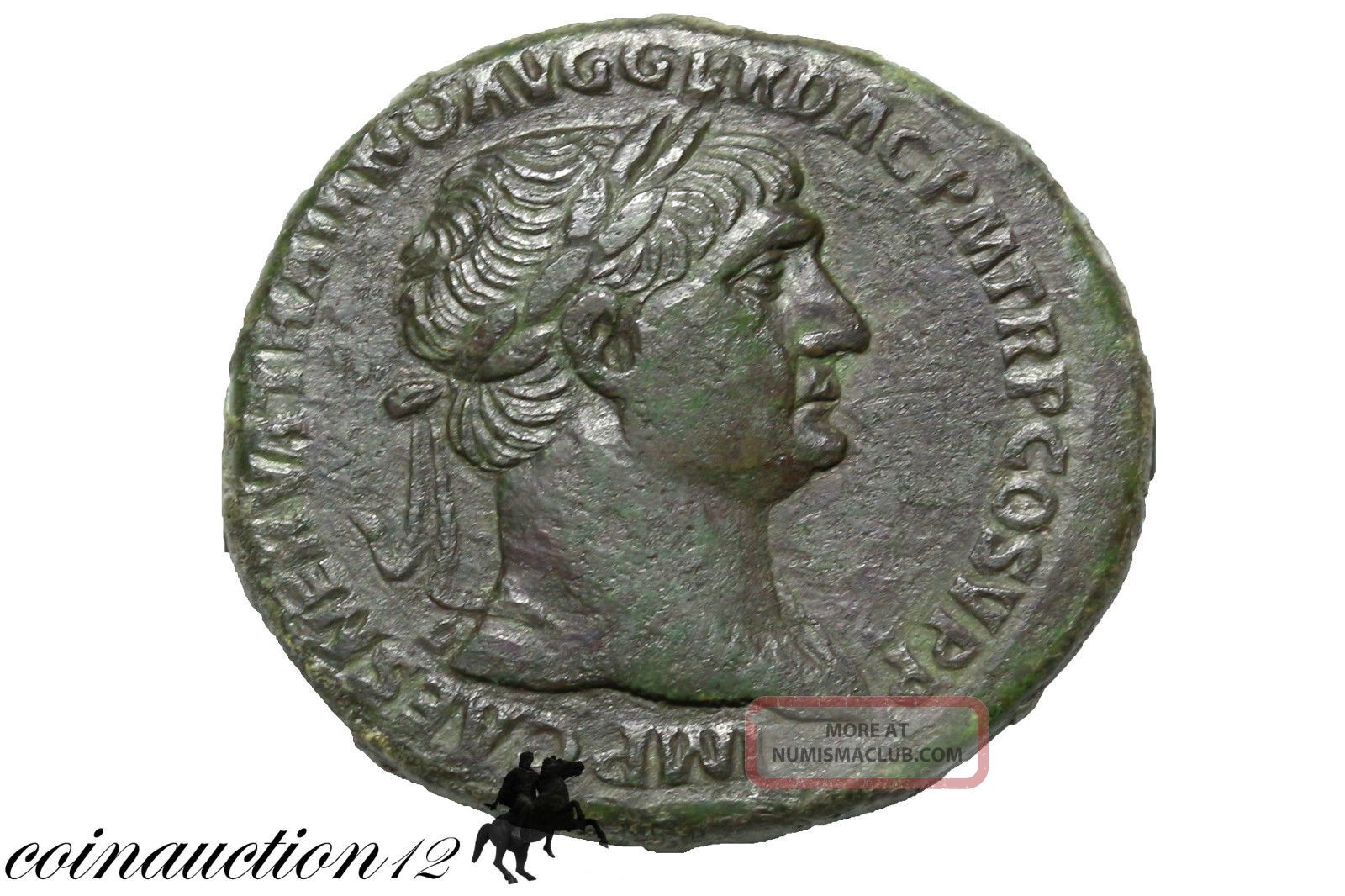 Roman Ae Sestertius Coin Trajan, S. P. Q. R Optimo Principi S. C Vid Dac