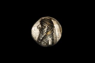 Ancient Silver Parthian Drachm Coin Of King Mithradates Ii - 121 Bc photo