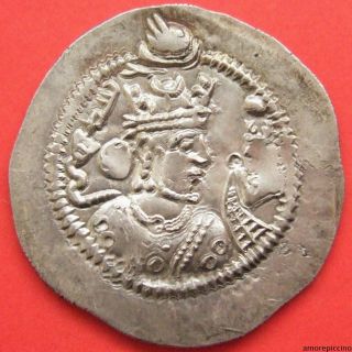 Sasanian Empire,  Zamasp,  496 - 498 Ad,  Silver Drachm; photo