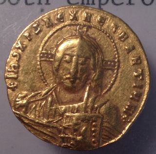 Constantine Vii Porphyrogenitus,  W/ Romanus Ii.  Jesus 913 - 959.  Ad Gold Solidus photo