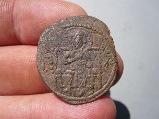 Ancient Byzantine Coin Michael Iv 1028 - 1036 Ad Brass Folis photo