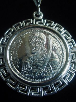 Last Byzantine Emperor Constantine Palaiologos Solid Silver Greek Key Bezel photo