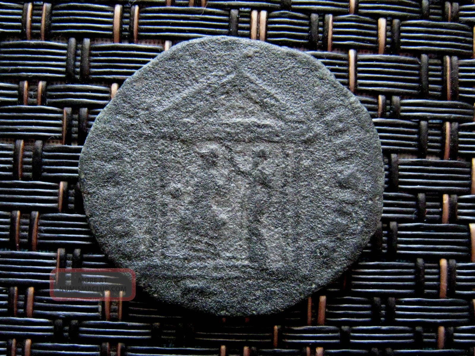 Maxentius 307 - 312 Ad Bronze Ae Follis Temple Ancient Roman Coin