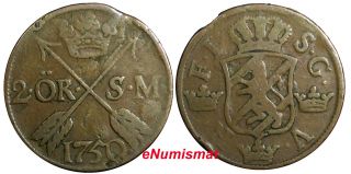 Sweden Frederick I 1750 2 Ore,  S.  M.  Low Mintage - 353,  000 Brown Km 437 photo