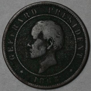 1863 Haiti 20 Centimes One Year Type Heaton Coin photo