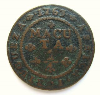 Portugal,  Angola - 1/4 Macuta 1763,  Joseph I (1750 - 1770) - Coin photo