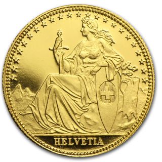Switzerland 1/10 Oz Gold Coin - Helvetia - Random Year - Sku 50485 photo