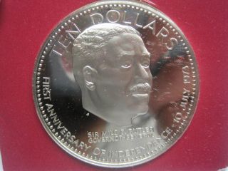 1974 Ten - Dollar Independence Day Coin Of Bahamas Sterling Silver Uncirculated photo
