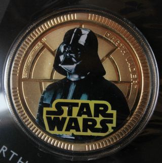 2011 Star Wars Collectible Coin - Darth Vader - Gold Plated Base Metal Coin photo