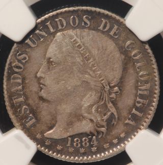 Colombia,  20 Centavos.  1884.  Bogota.  Km 178.  3.  Ngc Xf 45. photo