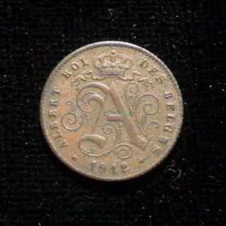 1912 Belgium One Centimes - Lightly Circulated - Copper - (1441) photo