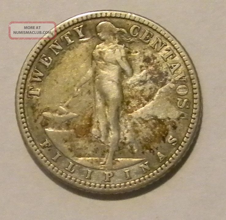 1908 Filipinas 20 Centavos Coin