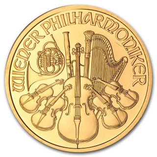 1999 1 Oz Gold Austrian Philharmonic Coin - Brilliant Uncirculated photo