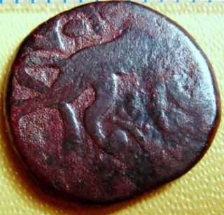 Persian 18th Century Civic Copper Falus Coin With Lion Motif (20 Mm) photo