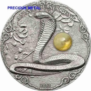 Togo 2013 1500francs 2 Oz Year Of The Snake With Amber Rare photo