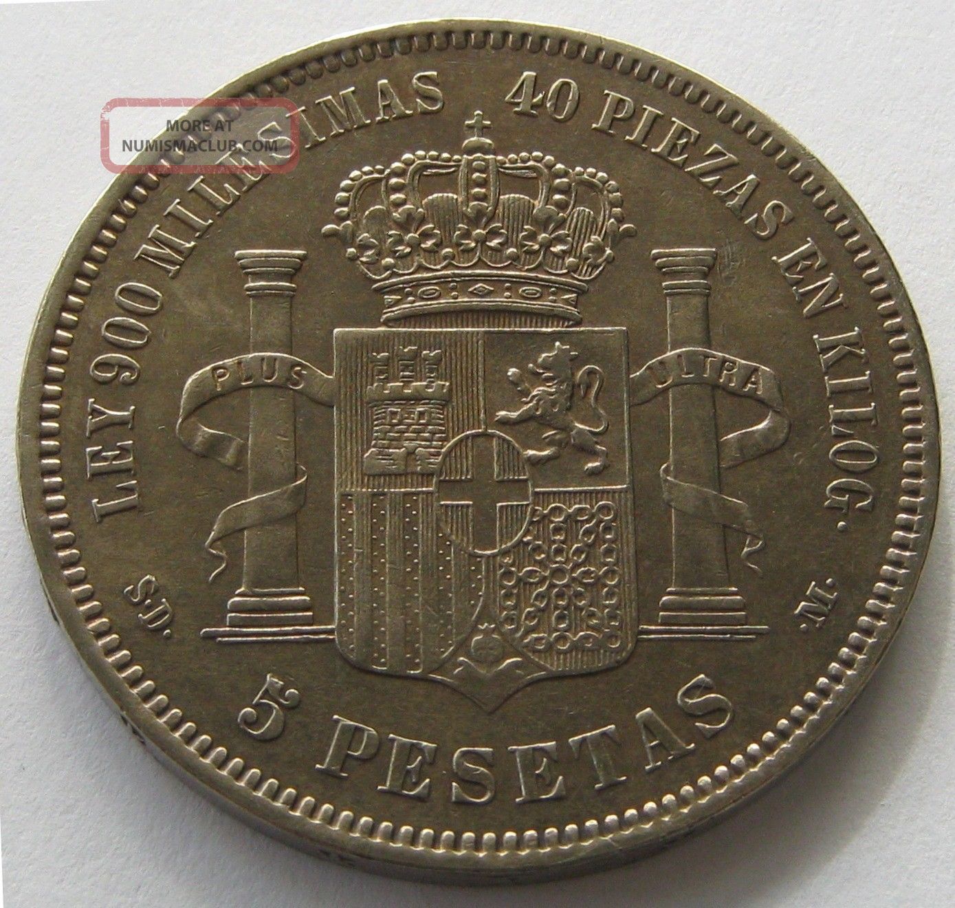 Spain, Large Silver Coin, 5 Pesetas 1871 (71) Sd - M, Top, Amadeao I