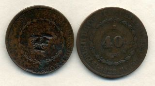 1830 And 1832 Brazil 40 Reis,  One Countermarked. photo