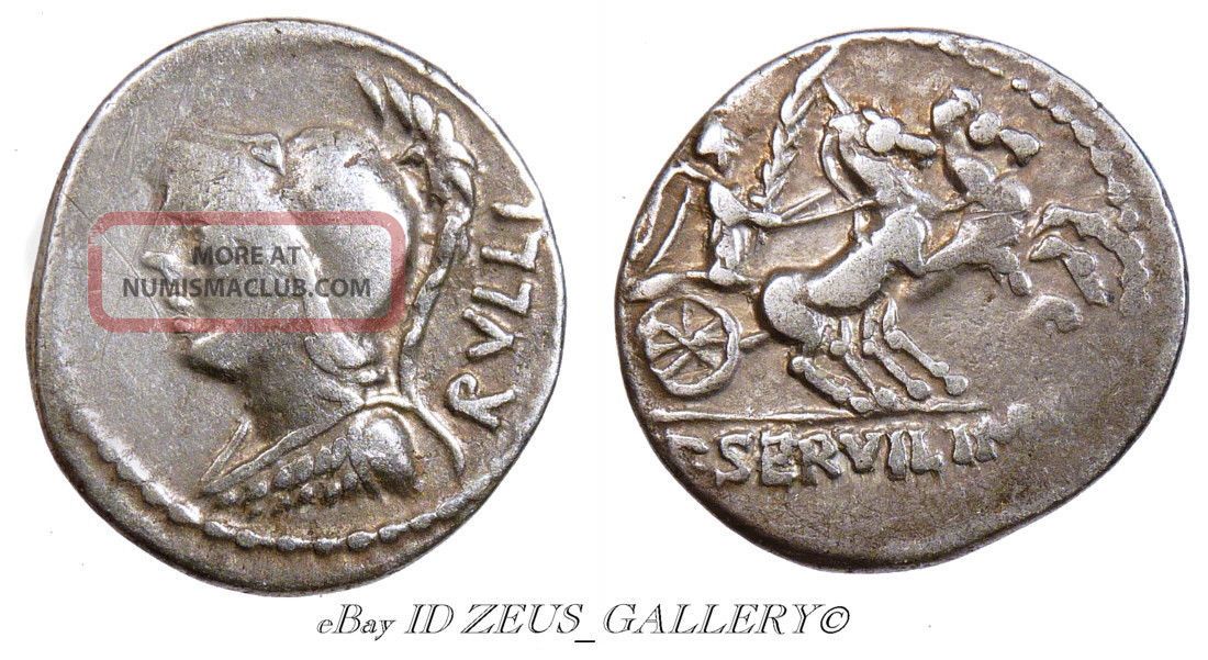 Minerva Victory Servilia 14 Chariot 2 Horse Ancient Roman Denarius ...