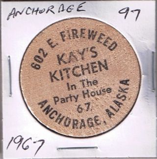 Alaska Wooden Token - Anchorage - Kay ' S Kitchen 1967 photo
