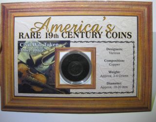 1863 Patriotic Civil War Token In A Collectible Binder Folder With History & photo