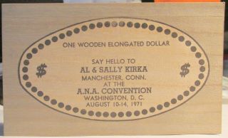 Sally Kirka Handout / 1 Elongated Wooden Dollar / Ana / Washington,  D.  C.  / 1971 photo
