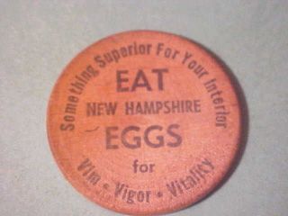 Wooden Nickel 1623 - 1963 Old Man Of The Mountain Nh Eat Hampshire Eggs 38 Mm photo