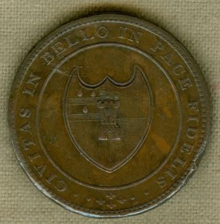 1811 Worcester,  The House Of Industry,  Penny Token,  W - 1247,  Rr photo