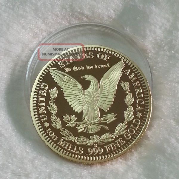 American Morgan/ Eagle Coin 1 Oz Gold Plated 24k. 9999 Fine Coin Br - 2