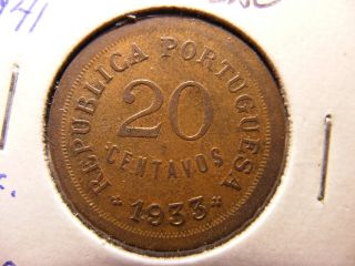 Guinea - Bissau 20 Centavos,  1933,  Higher Grade Coin photo