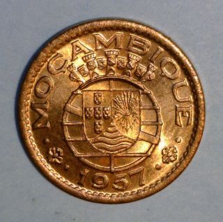Mozambique 50 Centavos 1957 Brilliant Uncirculated Copper Coin - Portugal photo